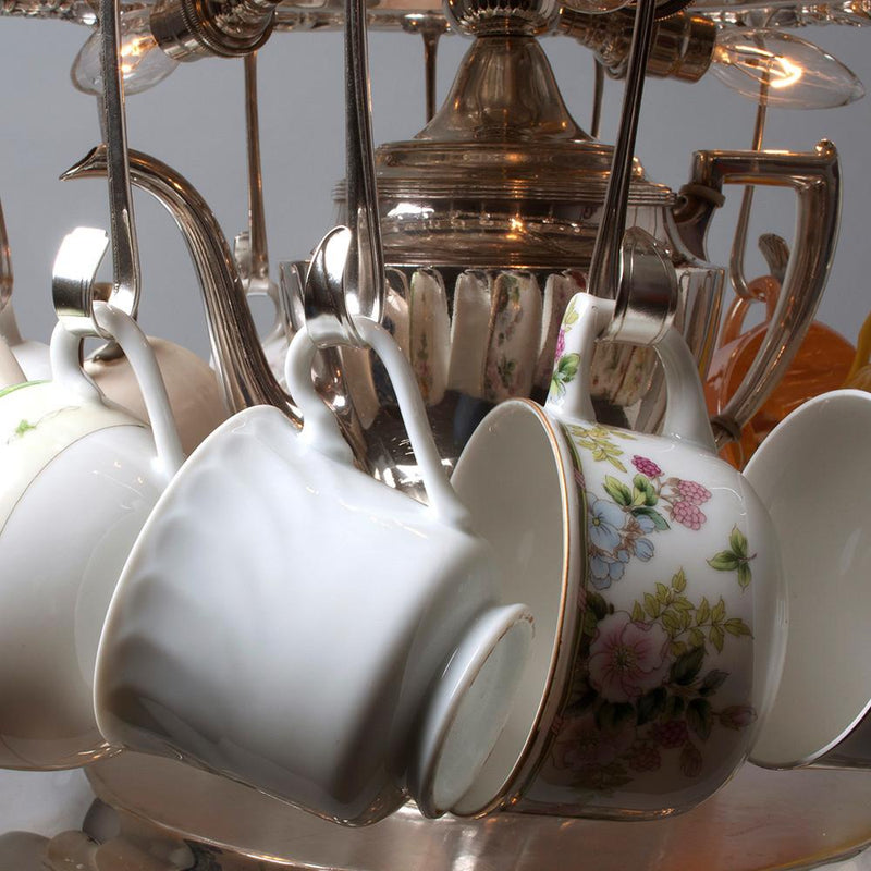 Hester & Cook Tea Party Silver Light with Vintage Tea Cups - Putti Canada