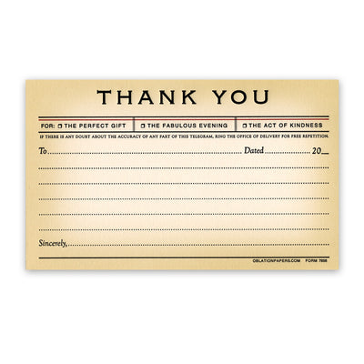 Telegram Thank You Notes, Obligation Press, Putti Fine Furnishings