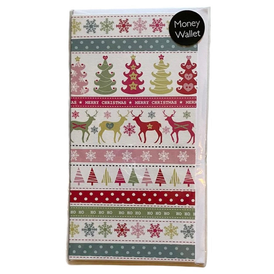 "Merry Christmas" Scandinavian Deer Money Wallet Greeting Card