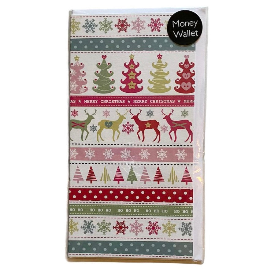 "Merry Christmas" Scandinavian Deer Money Wallet Greeting Card