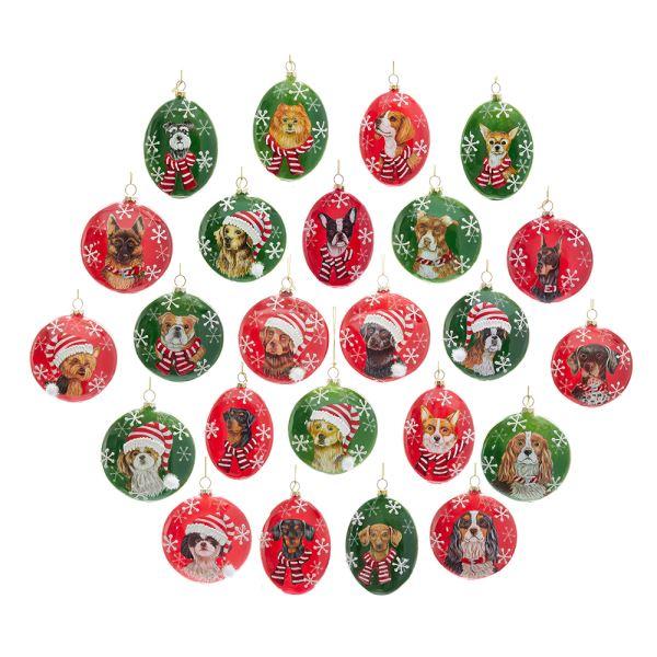 Kurt Adler Bulldog Glass Disc Ornament | Putti Christmas Decorations