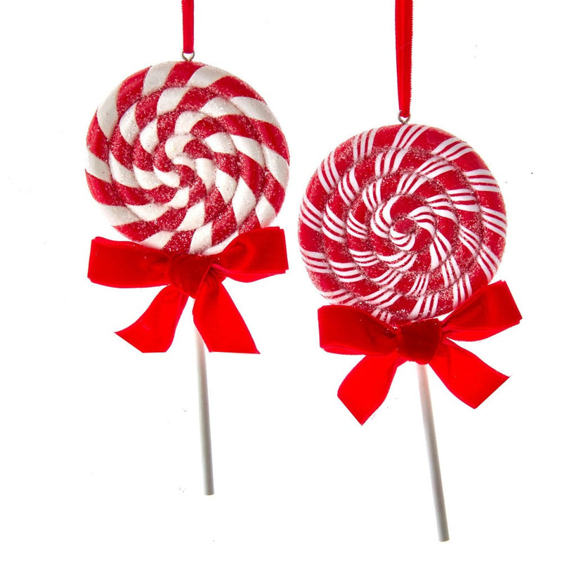 Kurt Adler Peppermint Narrow Stripe Lollipop Ornaments | Putti Christmas Canada 