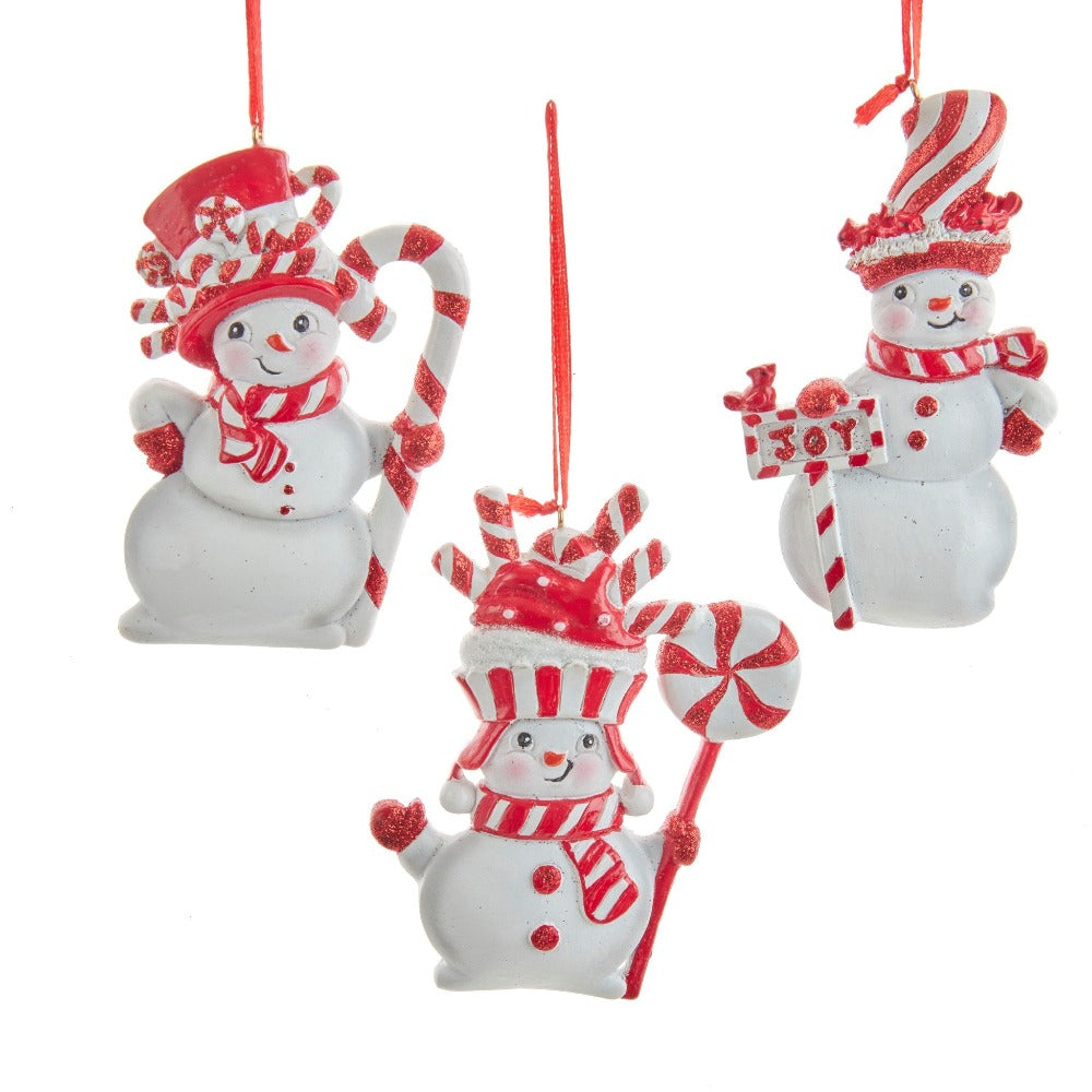 Kurt Adler Peppermint Snowmen Ornaments