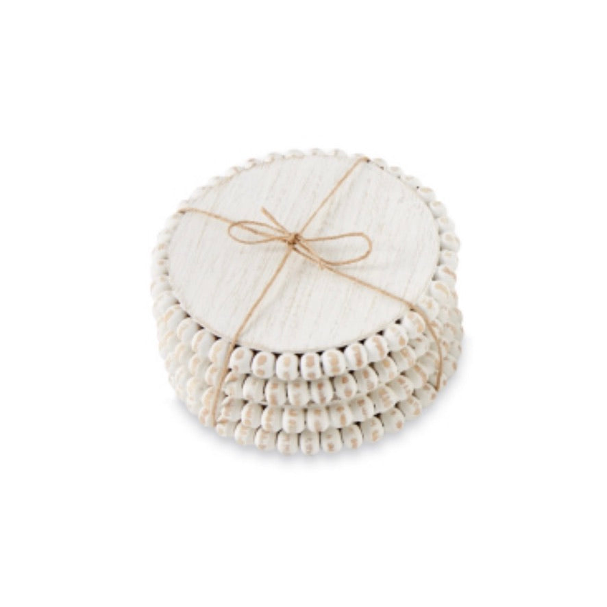 Beaded Wood Coasters - set of 4 | Putti Fine Furnishings Canada 