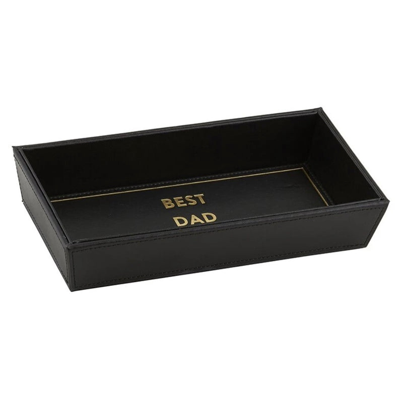 Black Leatherette Tabletop Tray - Best Dad Ever | Putti Fine Furnishings