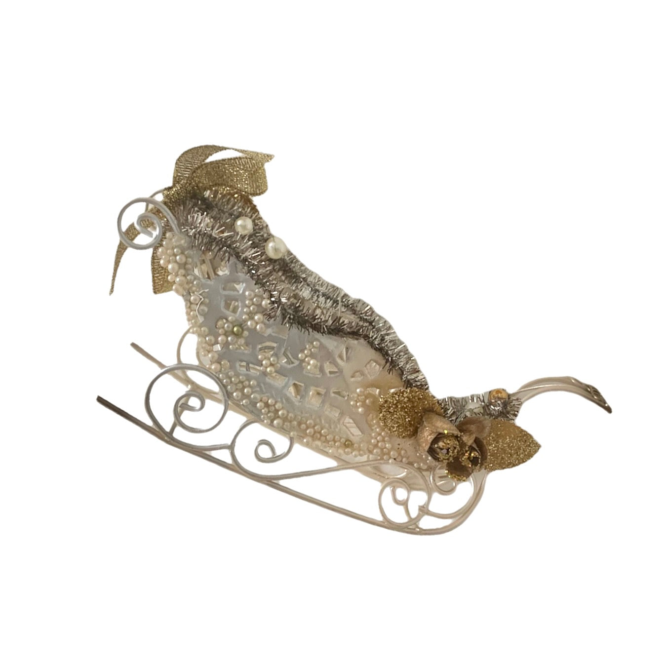 Hanging Belsnickel Sleigh with Pearl Beads Ornament