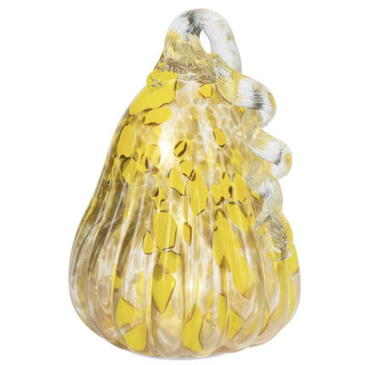 Large Light Up Blown Glass Gourd - Yellow Mottled