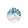 Aqua Sequin Clear Glass Ball Ornament