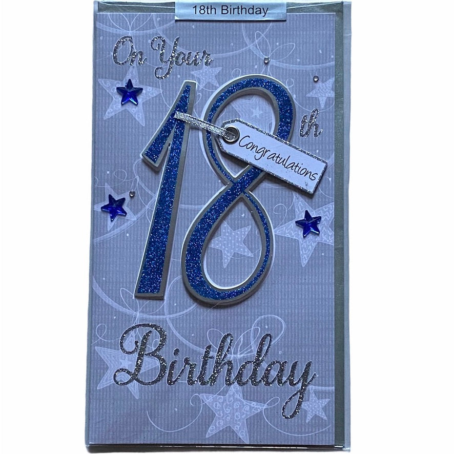 "On your 18th Birthday" Greeting Card - Blue | Putti Fine Furnishings Canada