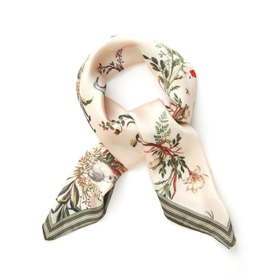 Fable England - Toile de Jouy Olive Green Square Scarf