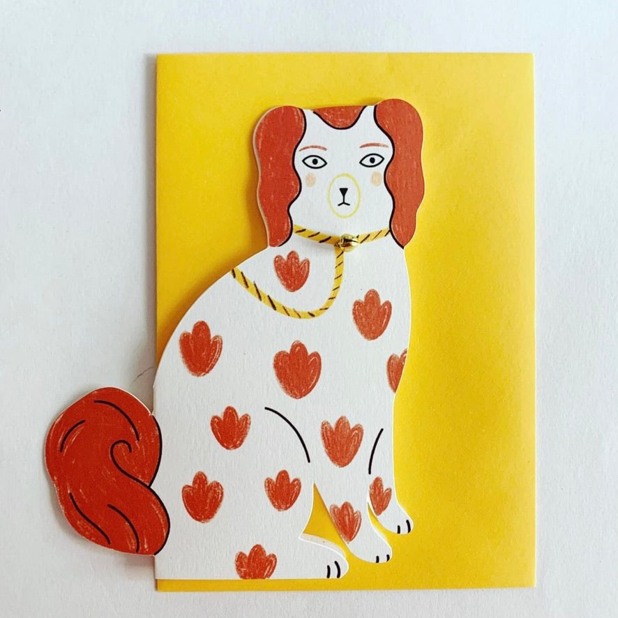 Staffordshire Pottery Dog Card - Brown