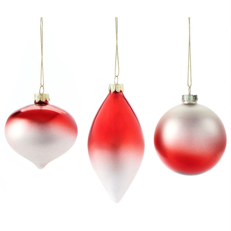 Red and White Ombre Glass Ornament | Putti Christmas 