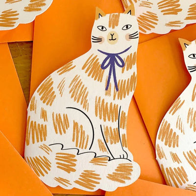 Sitting Kitty Shapped Card - Ginger