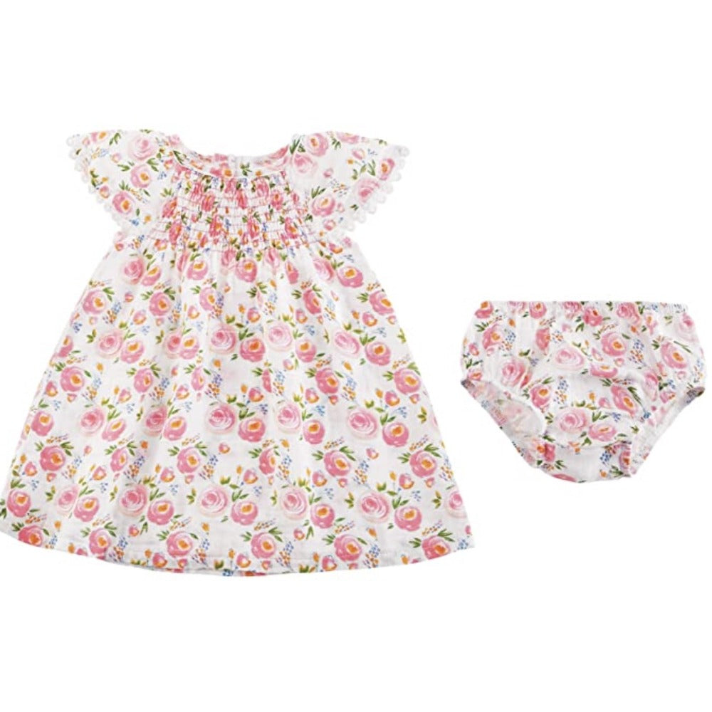 Mud Pie Pink Swirl Floral Smocked Dress | Le Petite Putti Canada