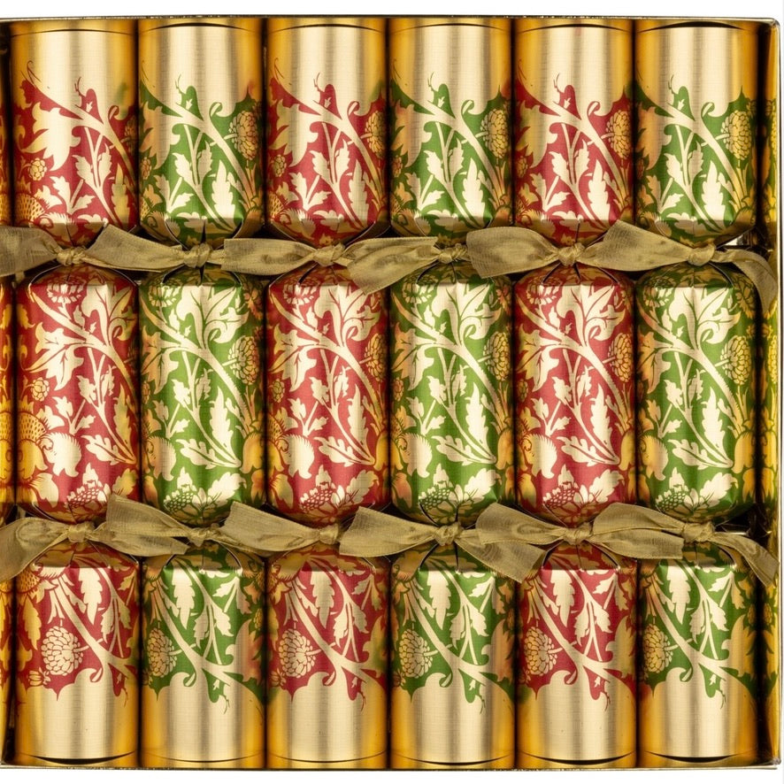 Walpert William Morris Sketch Red and Green Foil Christmas Crackers | Putti 
