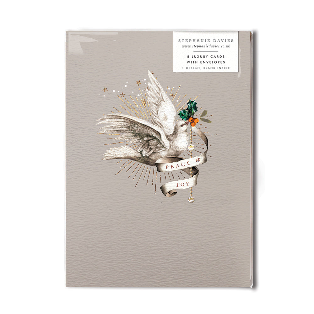 Stephanie Davies "Peace and Joy" Dove Christmas Card  Pack | Putti Canada