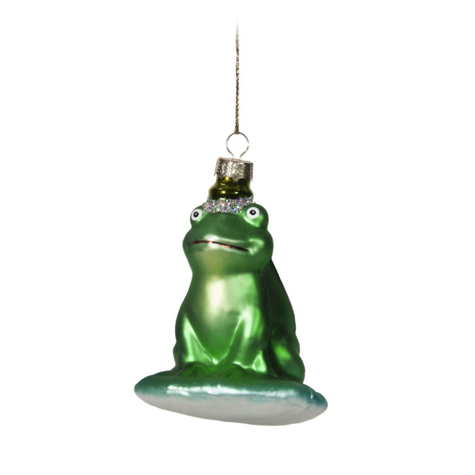 Green Glass Frog Ornament | Putti Christmas Celebrations
