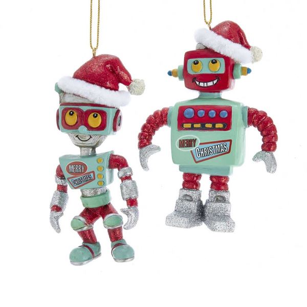 Kurt Adler Mid Century Robot with Santa Hat | Putti Christmas Canada