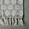 Blue Geometric Pattern on Ivory Cotton Throw | Putti Fine Furnishings