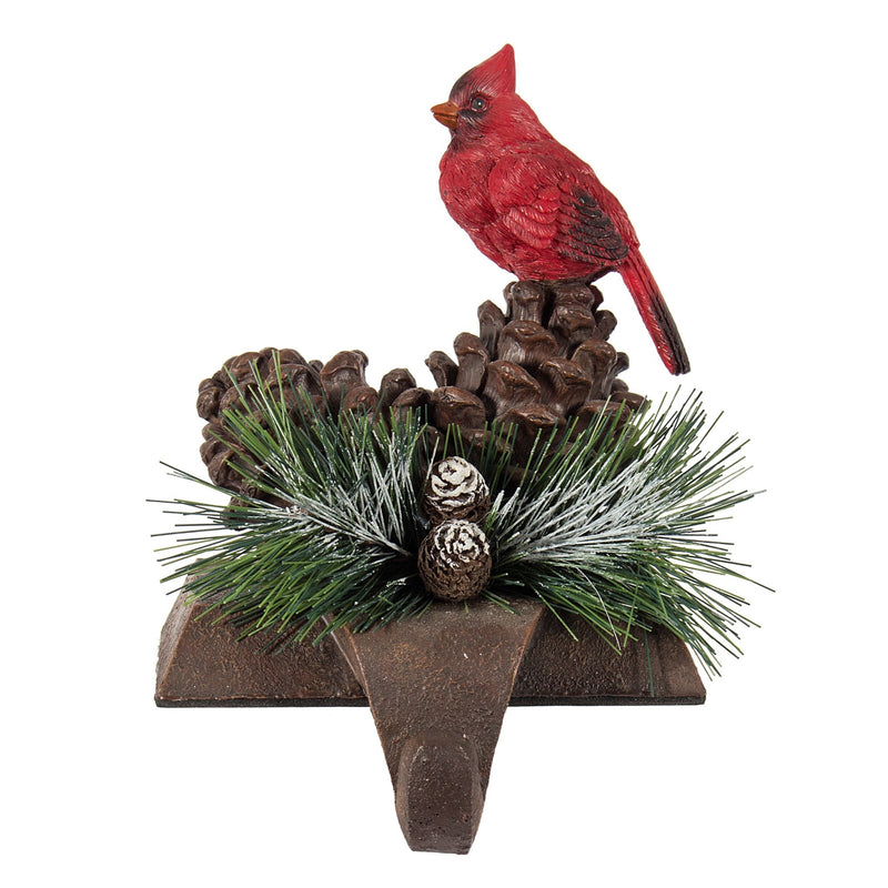 Red Cardinal with Pinecones Stocking Holder | Putti Christmas Celebrations