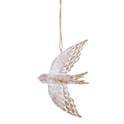 White Washed Flying Bird Ornament  | Putti Christmas Canada