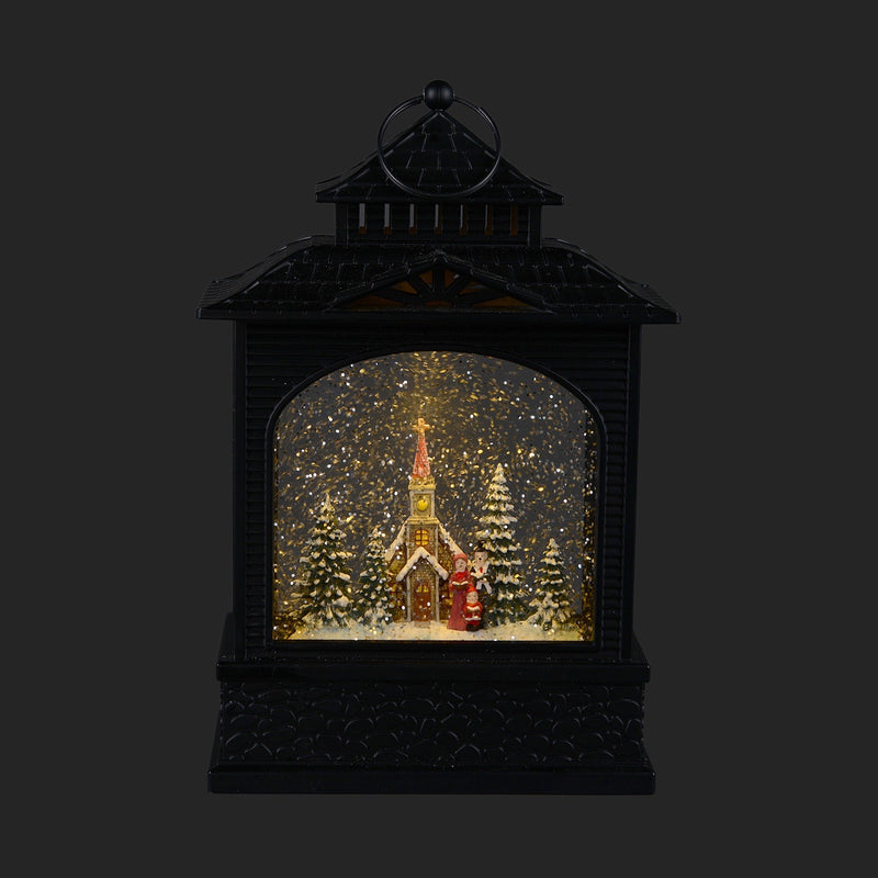 Village Scene Perpetual Swirling Snow Lantern with Light | Putti 