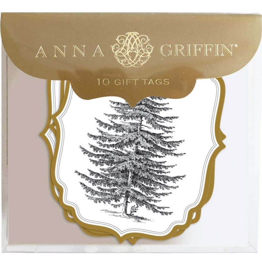 Anna Griffin Christmas/Holiday Gift Tag Black Tree Large Tag | Putti Christmas 