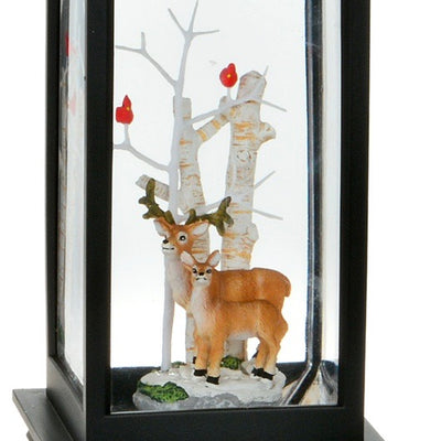 Reindeer Perpetual Snow Black Lantern with Light | Putti Christmas Shop Canada