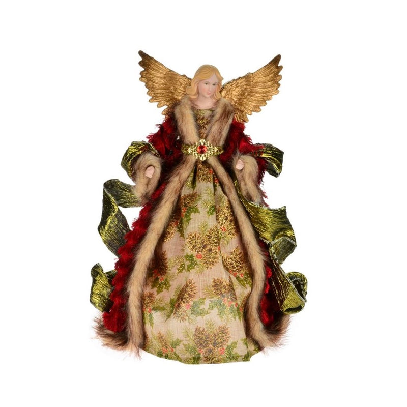 Red with Green Holly Angel Tree Topper | Putti Christmas Canada 