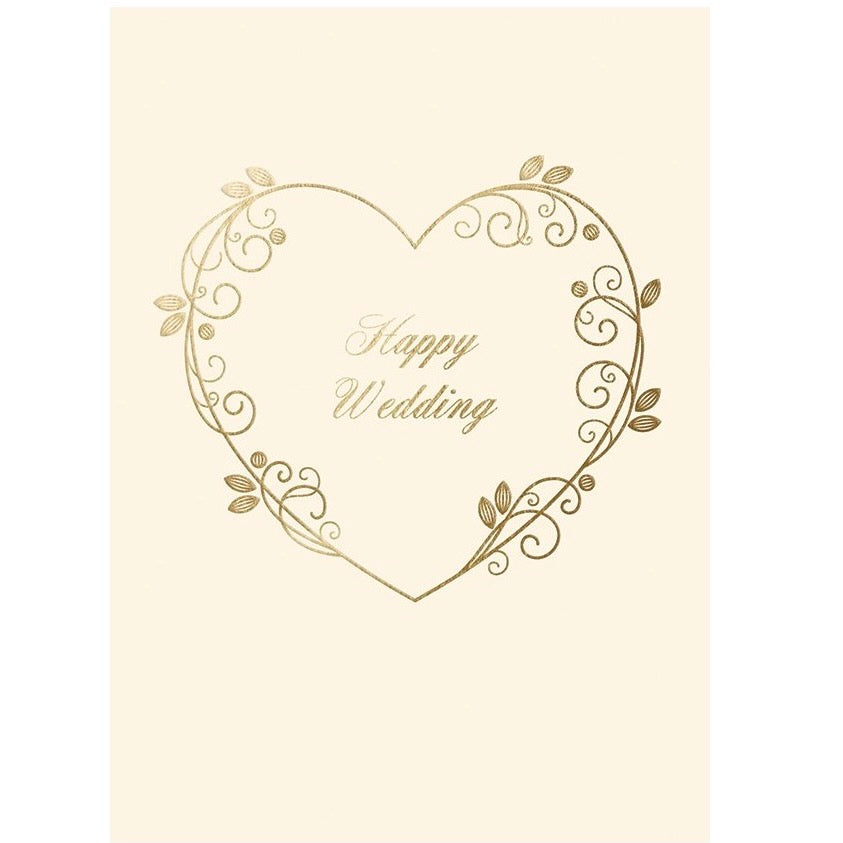 Graphique de France "Happy Wedding" Gold Heart Greeting Card | Putti 