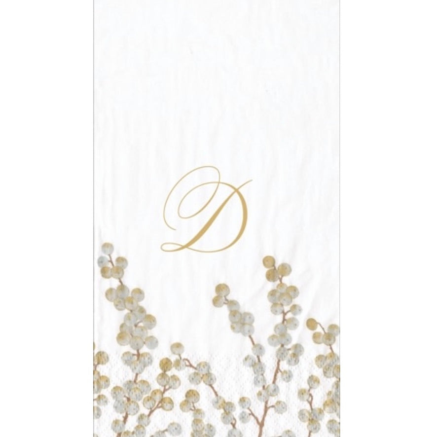Caspari Berry Branches Monogram Paper Guest Towel - Letter D | Putti 