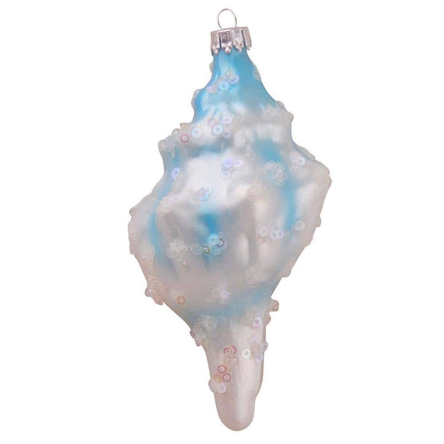 Blue Whelk Shell Glass Ornament| Putti Christmas Decorations 