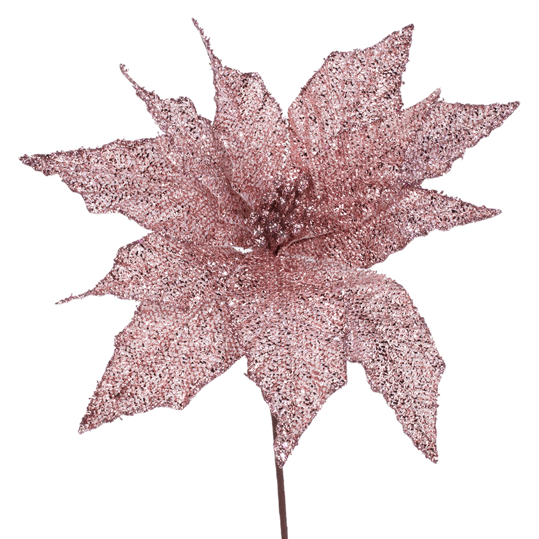 Pink Glitter Poinsettia on Stem