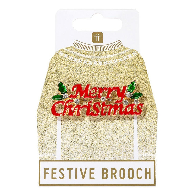 "Merry Christmas" Festive Brooch Putti Christmas Celebrations 