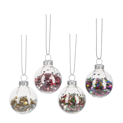 Mini Glitter Star Filled Ornament Set