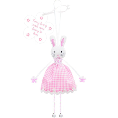 'Every Bunny Needs Some Bunny To Love' Pink Gingham Bunny Decoration