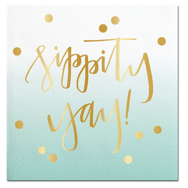  "Sippity Yay" Aqua Ombre Paper Napkins - Beverage, SC-Slant Collections, Putti Fine Furnishings