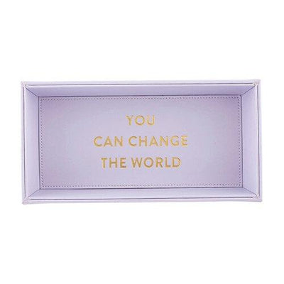 Lilac Leatherette Tabletop Tray - You Can Change the World | Putti Fine Furnishings Canada