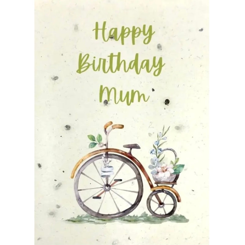 "Happy Birthday Mum" Bicycle Plantable Seed Card