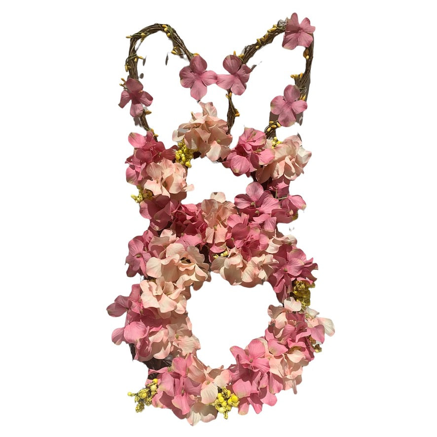Pink Floral Bunny Wreath