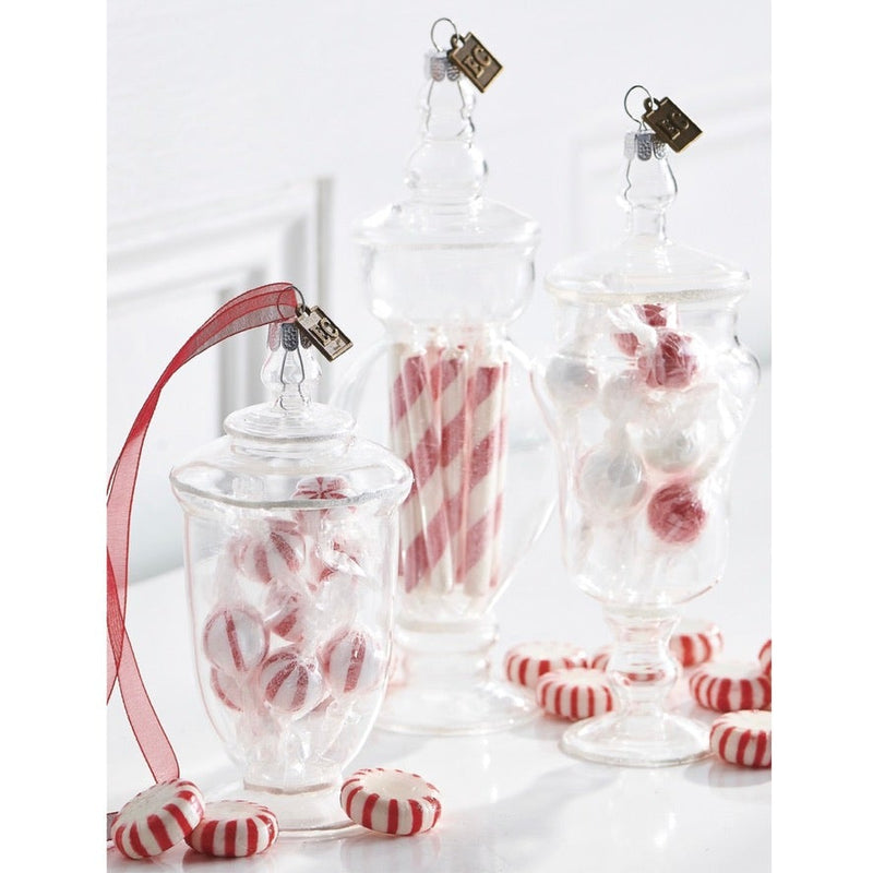 Raz Peppermint Round Candy Jar Ornament  | Putti Christmas 