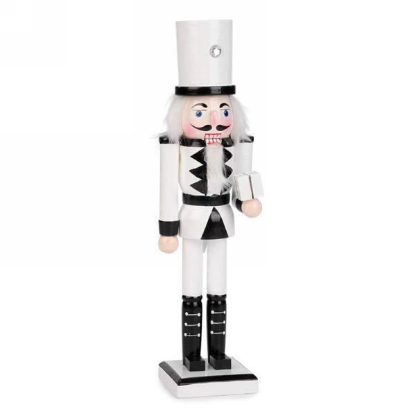 White with Black Soldier Wooden Nutcracker