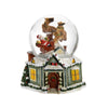 Santa Sleigh on Rooftop Musical Snowglobe