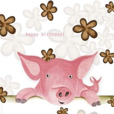 "happy birthday!" Pig Greeting Card