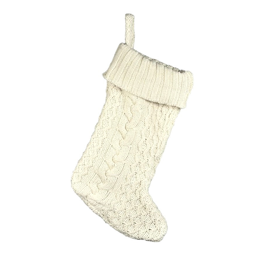 Cream Cable Knit Stocking | Putti Christmas Decorations Canada 