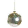 Matte Ivory Glass Ball Ornament with Gold Roses