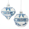 Kurt Adler Blue and Glossy White Glass Onion Ornament