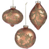 Bronze with Gold Leaves Glass Double Point Ornament | Putti Christmas Celebrations