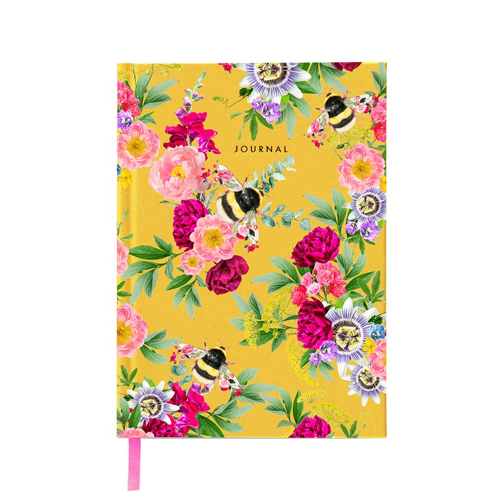 Lola Design Luxury Mixed Floral Bee Fabric Journal  | Putti Fine Furnishings 