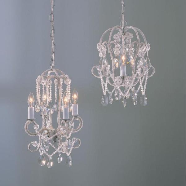 Miniature Beaded Chandelier - White